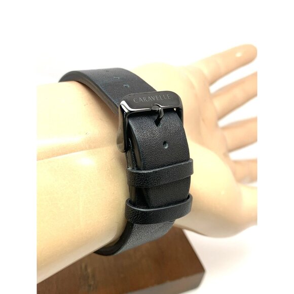 Caravelle by Bulova Men's Watch 45C118 Quartz Blue Dial Black Leather Band 40mm - Picture 10 of 14